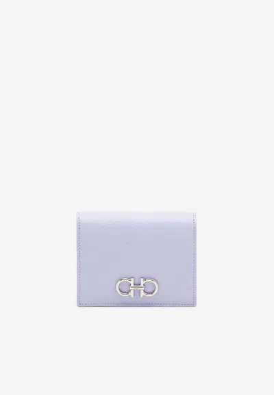 Ferragamo French Bi-fold Wallet In Grained Leather In Lavender