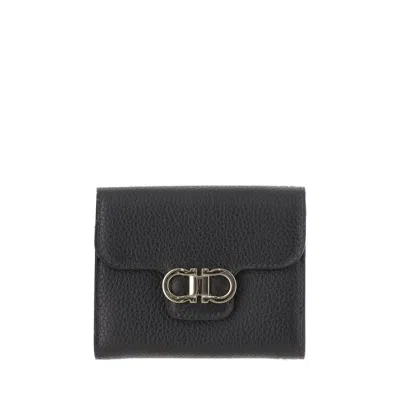 Ferragamo French Compact Wallet In Black