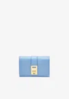 Ferragamo French Hug Wallet In Calf Leather In Sky Blue
