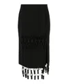 Ferragamo Fringed Wool-twill Midi Skirt