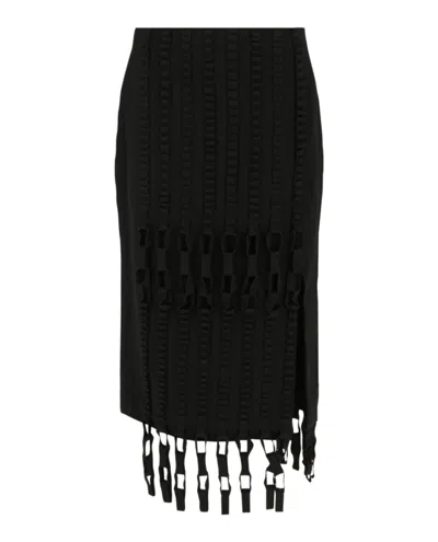 FERRAGAMO FERRAGAMO FRINGE HEM MIDI SKIRT