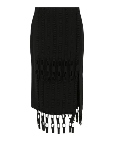 FERRAGAMO FRINGE HEM MIDI SKIRT