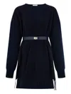Ferragamo Fringed Belted Cardigan In Blue