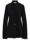 Ferragamo Cotton Blazer With Fringe Detail In Black