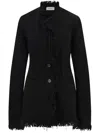 Ferragamo Cotton Blazer With Fringe Detail In Black