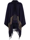 Ferragamo Fringed Cape In Blue