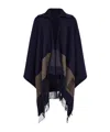 Ferragamo Fringed Cape In Blue