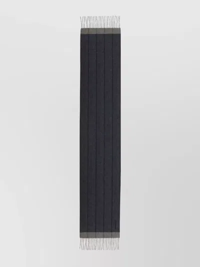 Ferragamo Fringed Cashmere Blend Scarf In Black