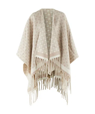 Ferragamo Fringed Cloak In Nude