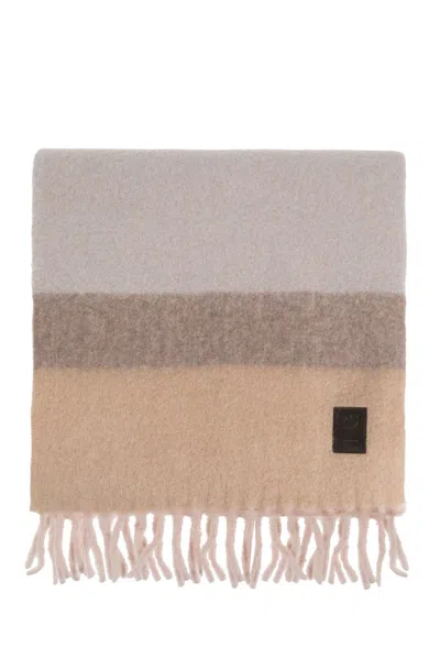 Ferragamo Colorblocked Wool Fringed Scarf In Multi