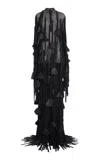 Ferragamo Fringed Gown In Black