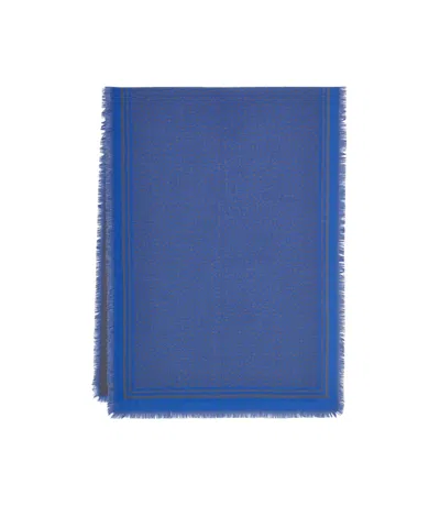 Ferragamo Fringed Hem Gancini Scarf In Blue