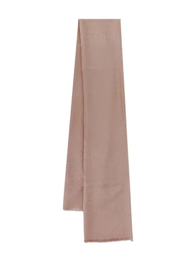 Ferragamo Fringed Jacquard Scarf In Brown