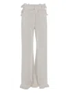 Ferragamo High Waist Wide Leg Trousers With Frayed Hem