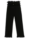 Ferragamo Frayed High-rise Straight-leg Pants In Black