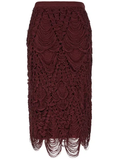 FERRAGAMO FRINGED MIDI SKIRT