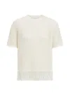 Ferragamo Fringed Net T-shirt In White