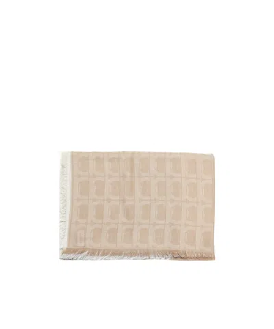 FERRAGAMO FERRAGAMO GANCINI JACQUARD FRAYED-EDGE SCARF