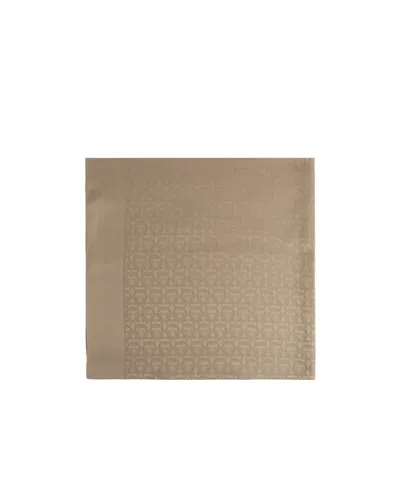 Ferragamo Gancini-monogram Scarf In Brown