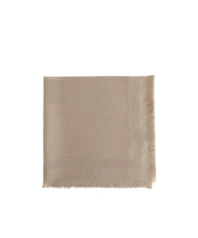 Ferragamo Gancini Jacquard-logo Scarf In Brown