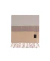 Ferragamo Colorblocked Wool Fringed Scarf In Nude