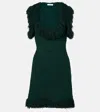 Ferragamo Fringed Silk-blend Minidress In Green