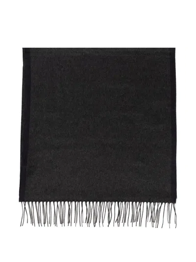 Ferragamo Fringed Silk Scarf In Grey