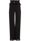 Ferragamo Frayed High-rise Straight-leg Pants In Black