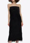 Ferragamo Fringed Strapless Midi Dress In Black