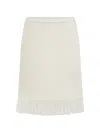 Ferragamo Fringed-trim Mini Skirt In White