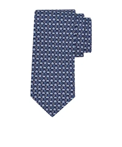 Ferragamo Frog Print Silk Tie In Blue