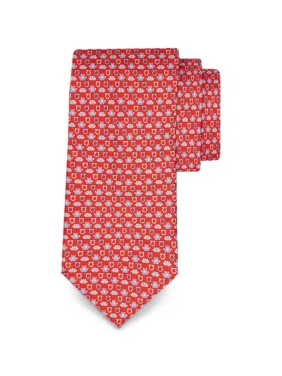 Ferragamo Frog-print Silk Tie In Red
