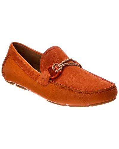 Ferragamo Front 4 Suede & Leather Loafer In Orange