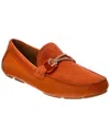 Ferragamo Front 4 Suede & Leather Loafer In Orange