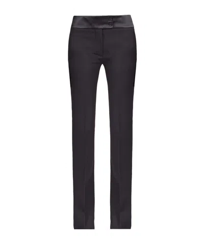 Ferragamo Front Crease Shearing Casual Trousers In Black