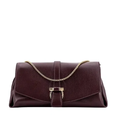 Ferragamo Front Flap Chain-link Shoulder Bag In Red