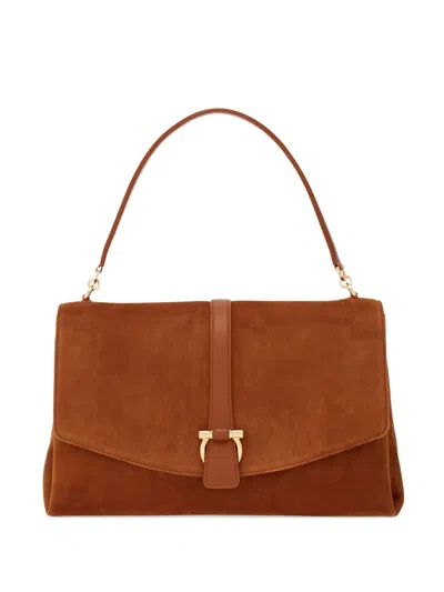 FERRAGAMO FRONT FLAP SHOULDER BAG (L)