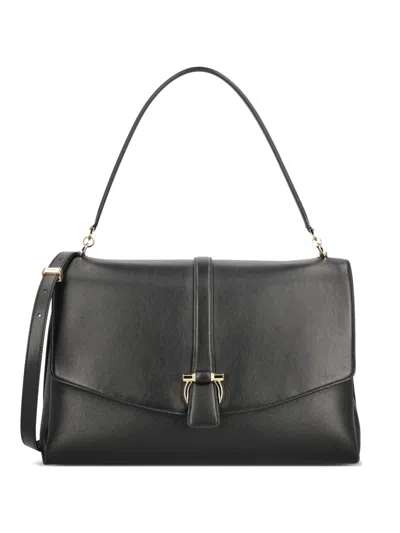 Ferragamo Front-flap Shoulder Bag In Black