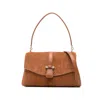 Ferragamo Suede With Gancini Hardware Shoulder Bag In Brown