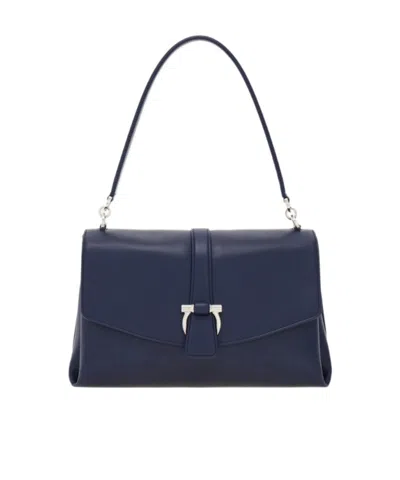 Ferragamo Front Flap Shoulder Bag (s) In Blue