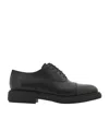 Ferragamo Lace-up Balmoral Calfskin Cap Toe Shoes In Black