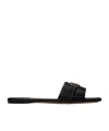 Ferragamo Leather Slides With Flat Sole And Gold-tone Hardware In Black