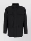 Ferragamo Front Pocket High Collar Long Sleeve Coat In Black