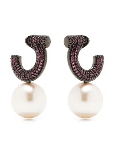 Ferragamo Pearl Drop Earrings In Silver