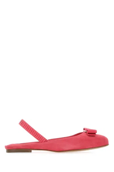 Ferragamo Fuchsia Suede Vara Bow Ballerinas
