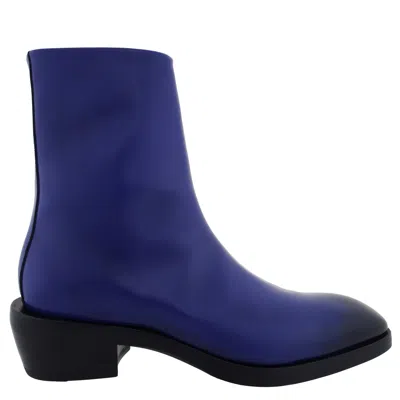 Ferragamo Fuerte Leather Ankle Boots In Blue