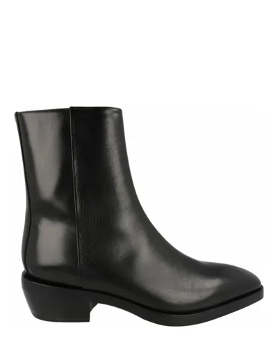 Ferragamo Fuerte Leather Ankle Boots With Silver-tone Zipper In Black