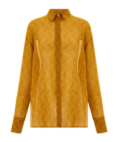 Ferragamo Full Body Logo Shirt In Brown