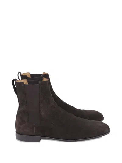 Pre-owned Ferragamo Fulton Suede Chelsea Boots In Brown