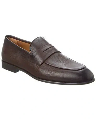 Pre-owned Ferragamo Funes Leather Loafer Men's In Brown